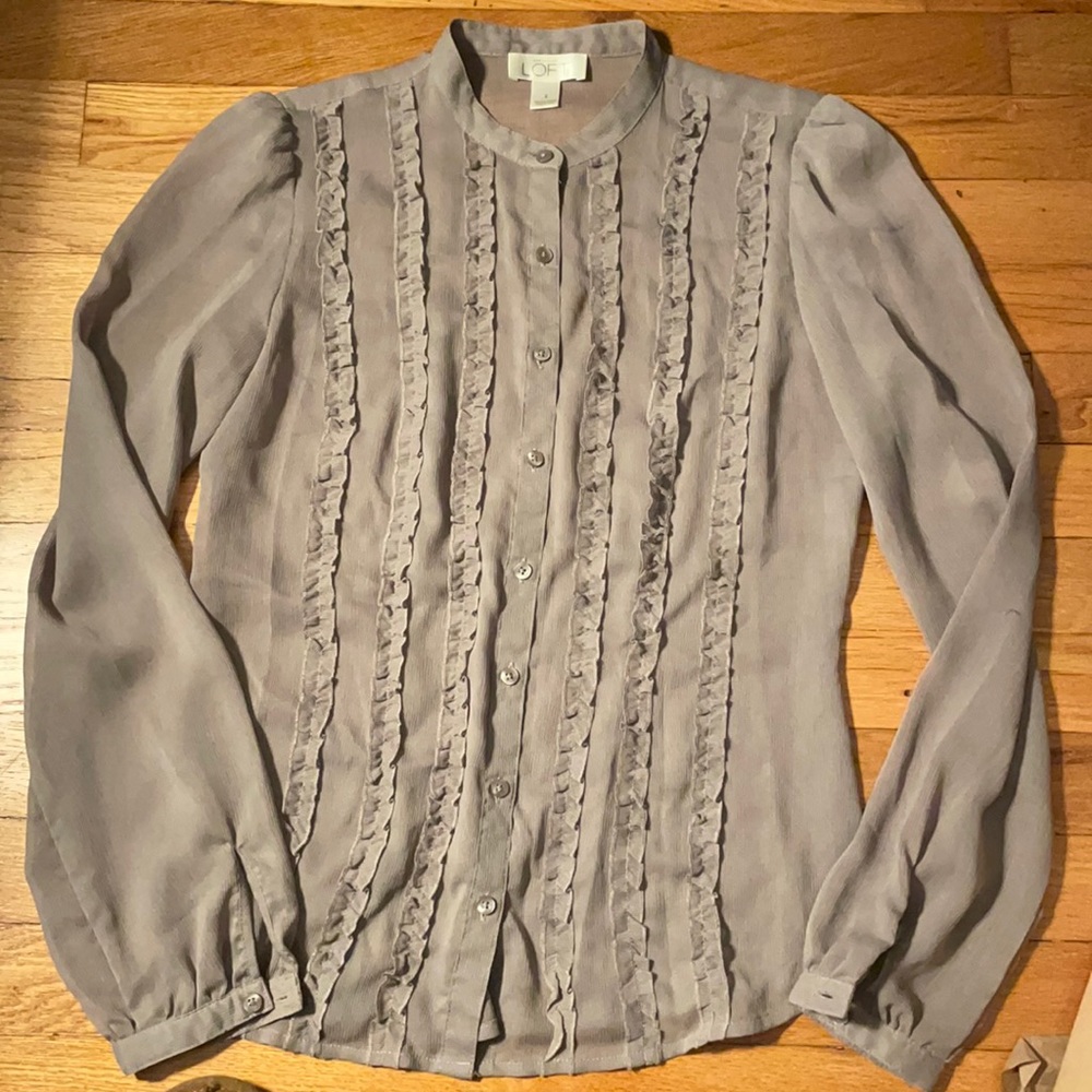 Grey ribbon blouse